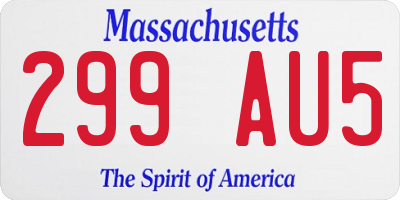 MA license plate 299AU5