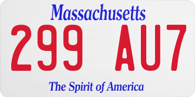 MA license plate 299AU7