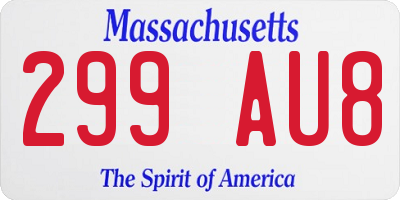 MA license plate 299AU8