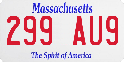 MA license plate 299AU9