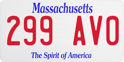 MA license plate 299AV0