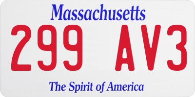 MA license plate 299AV3
