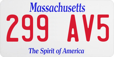 MA license plate 299AV5
