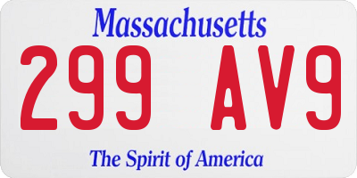 MA license plate 299AV9