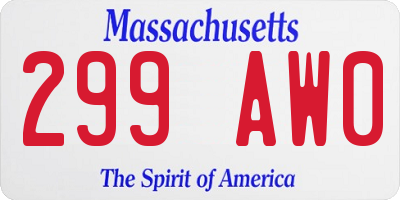 MA license plate 299AW0