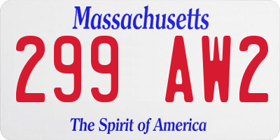 MA license plate 299AW2