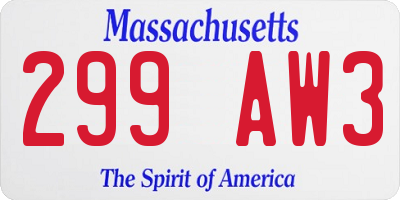 MA license plate 299AW3