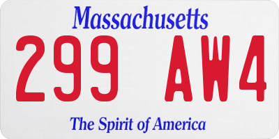 MA license plate 299AW4
