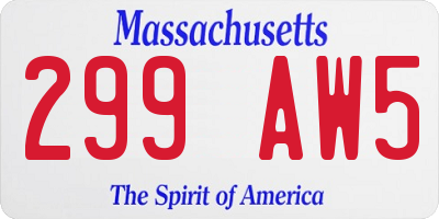 MA license plate 299AW5