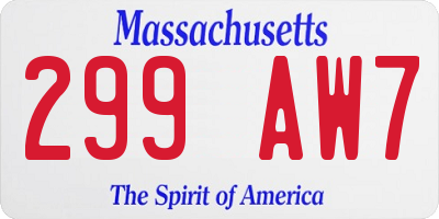 MA license plate 299AW7