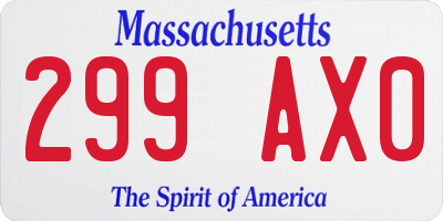 MA license plate 299AX0