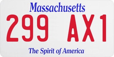 MA license plate 299AX1