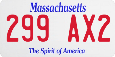 MA license plate 299AX2