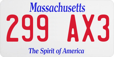 MA license plate 299AX3