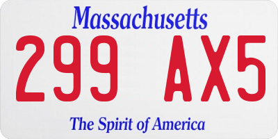 MA license plate 299AX5