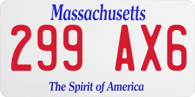 MA license plate 299AX6