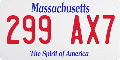 MA license plate 299AX7