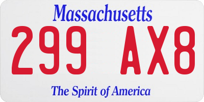 MA license plate 299AX8