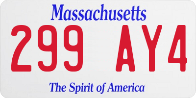 MA license plate 299AY4