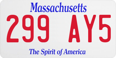 MA license plate 299AY5