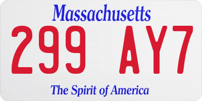 MA license plate 299AY7