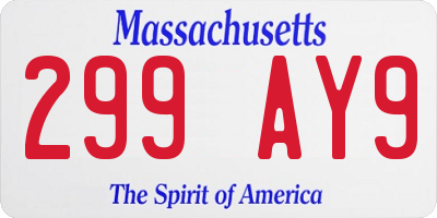 MA license plate 299AY9