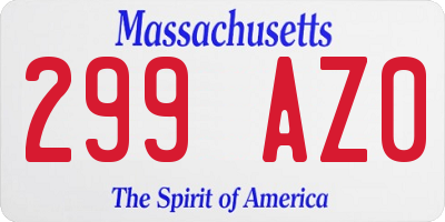MA license plate 299AZ0