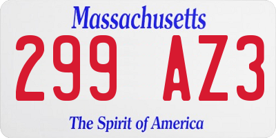 MA license plate 299AZ3