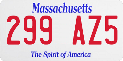 MA license plate 299AZ5