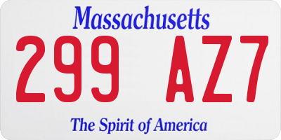 MA license plate 299AZ7
