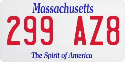 MA license plate 299AZ8