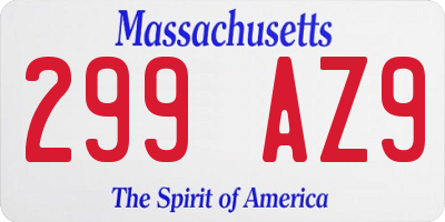 MA license plate 299AZ9