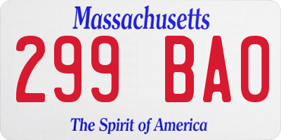 MA license plate 299BA0