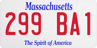 MA license plate 299BA1