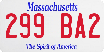 MA license plate 299BA2