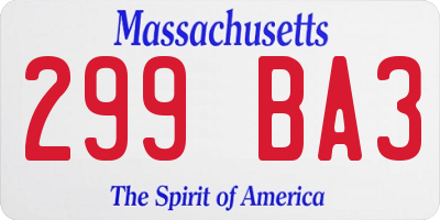MA license plate 299BA3
