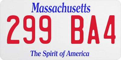 MA license plate 299BA4