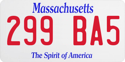 MA license plate 299BA5