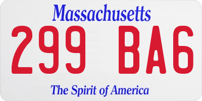 MA license plate 299BA6