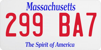 MA license plate 299BA7