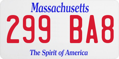 MA license plate 299BA8