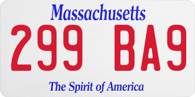 MA license plate 299BA9