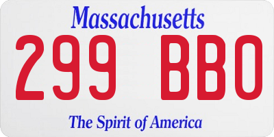 MA license plate 299BB0