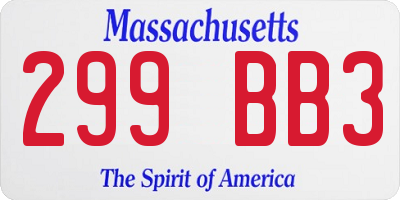 MA license plate 299BB3