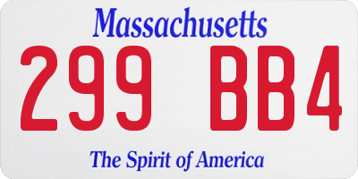 MA license plate 299BB4