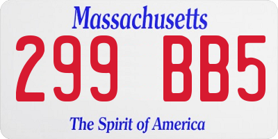 MA license plate 299BB5