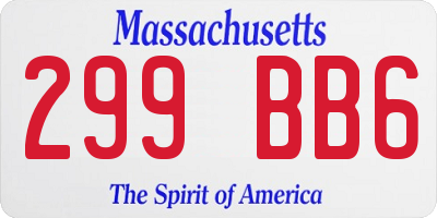 MA license plate 299BB6