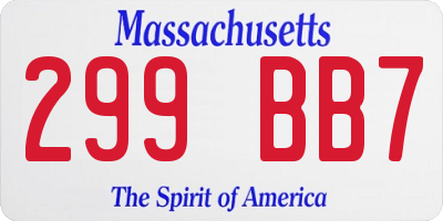 MA license plate 299BB7
