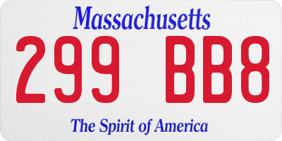 MA license plate 299BB8