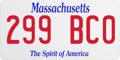 MA license plate 299BC0